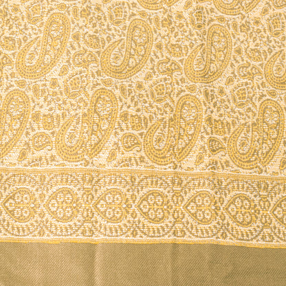 Sanskriti Vintage Cream Pure Woolen Shawl Woven Jamawar Long Throw Long Stole