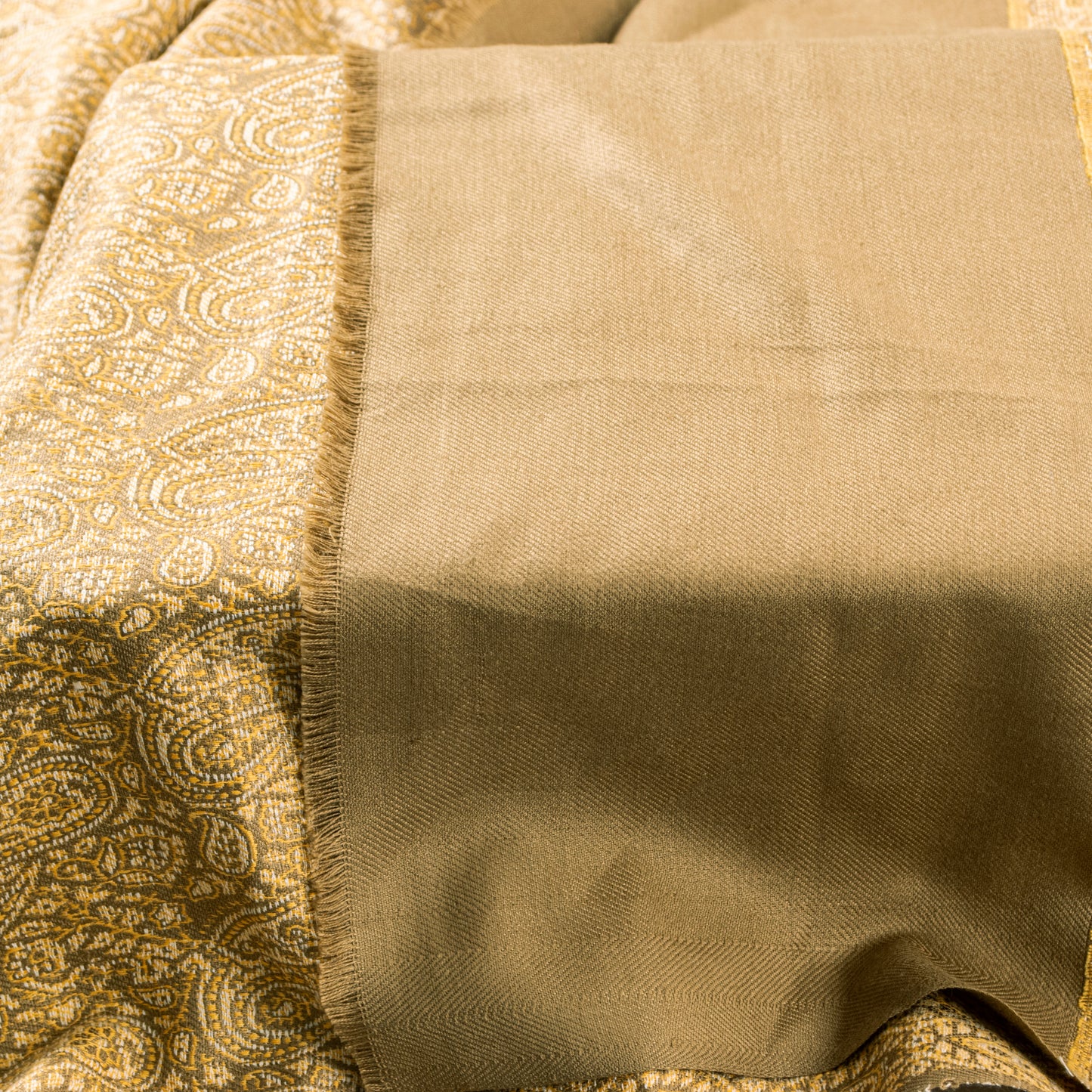 Sanskriti Vintage Cream Pure Woolen Shawl Woven Jamawar Long Throw Long Stole