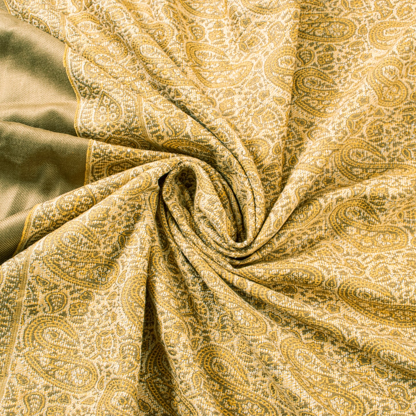 Sanskriti Vintage Cream Pure Woolen Shawl Woven Jamawar Long Throw Long Stole