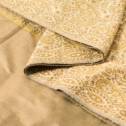 Sanskriti Vintage Cream Pure Woolen Shawl Woven Jamawar Long Throw Long Stole