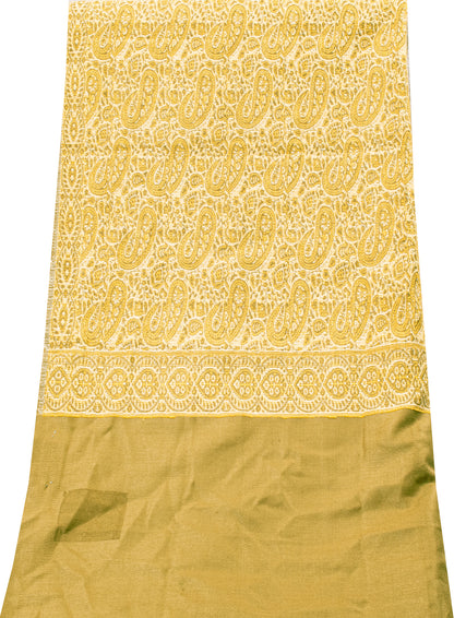 Sanskriti Vintage Cream Pure Woolen Shawl Woven Jamawar Long Throw Long Stole