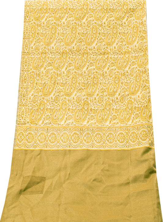 Sanskriti Vintage Cream Pure Woolen Shawl Woven Jamawar Long Throw Long Stole