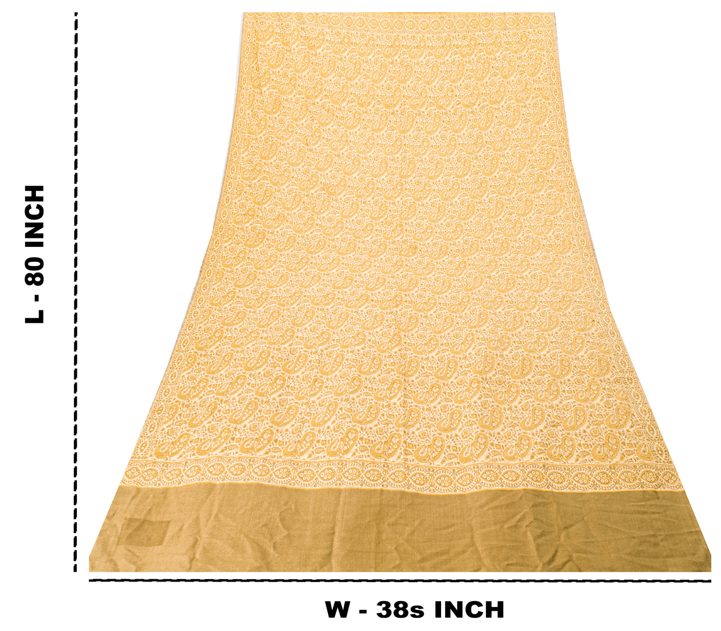 Sanskriti Vintage Cream Pure Woolen Shawl Woven Jamawar Long Throw Long Stole