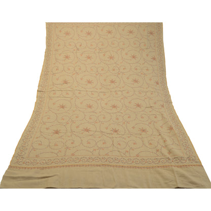Sanskriti Vintage Brown Pure Woollen Shawl Handmade Suzani Long Throw Stole