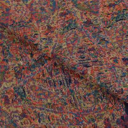 Sanskriti Vintage Blue Blend Silk Shawl Hand-Woven Long Throw Soft Soft Stole