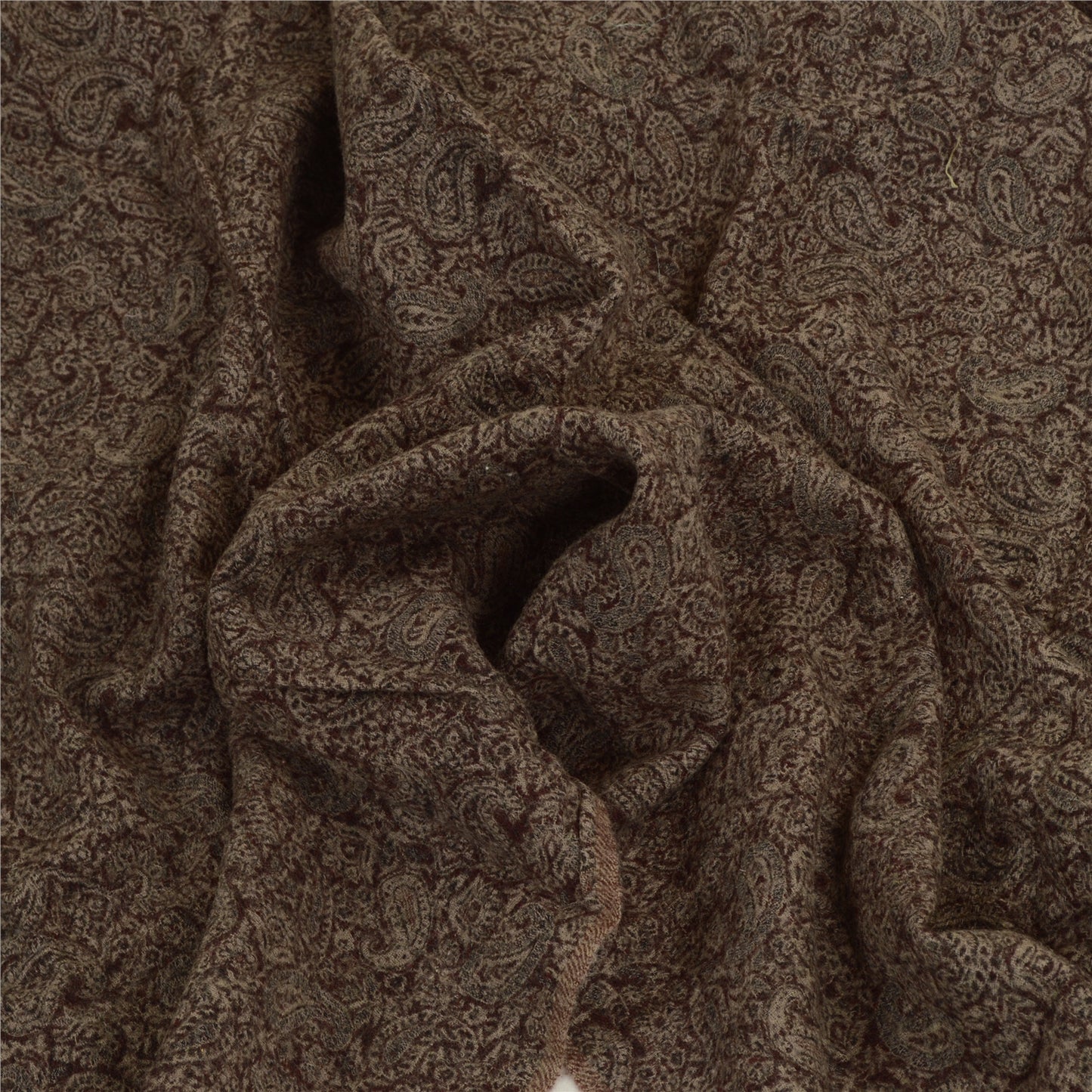 Sanskriti Vintage Long Brown Shawl Woven Pure Woollen Scarf Throw Stole