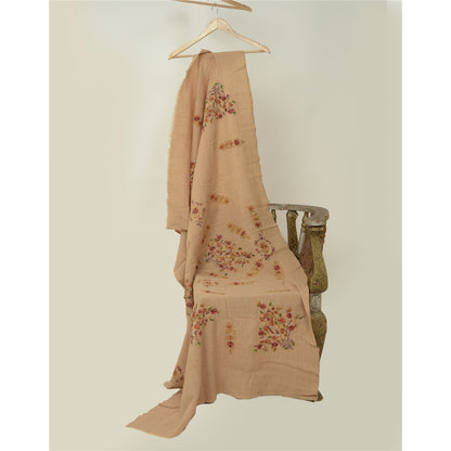 Sanskriti Vintage Long Shawl Handmade Ari Work Pure Woollen Scarf Throw Stole