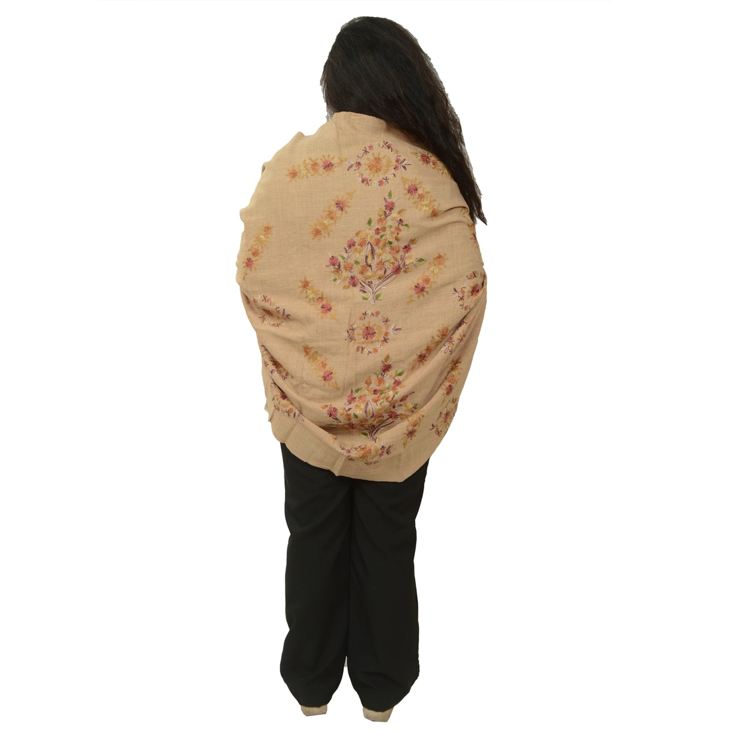 Sanskriti Vintage Long Shawl Handmade Ari Work Pure Woollen Scarf Throw Stole