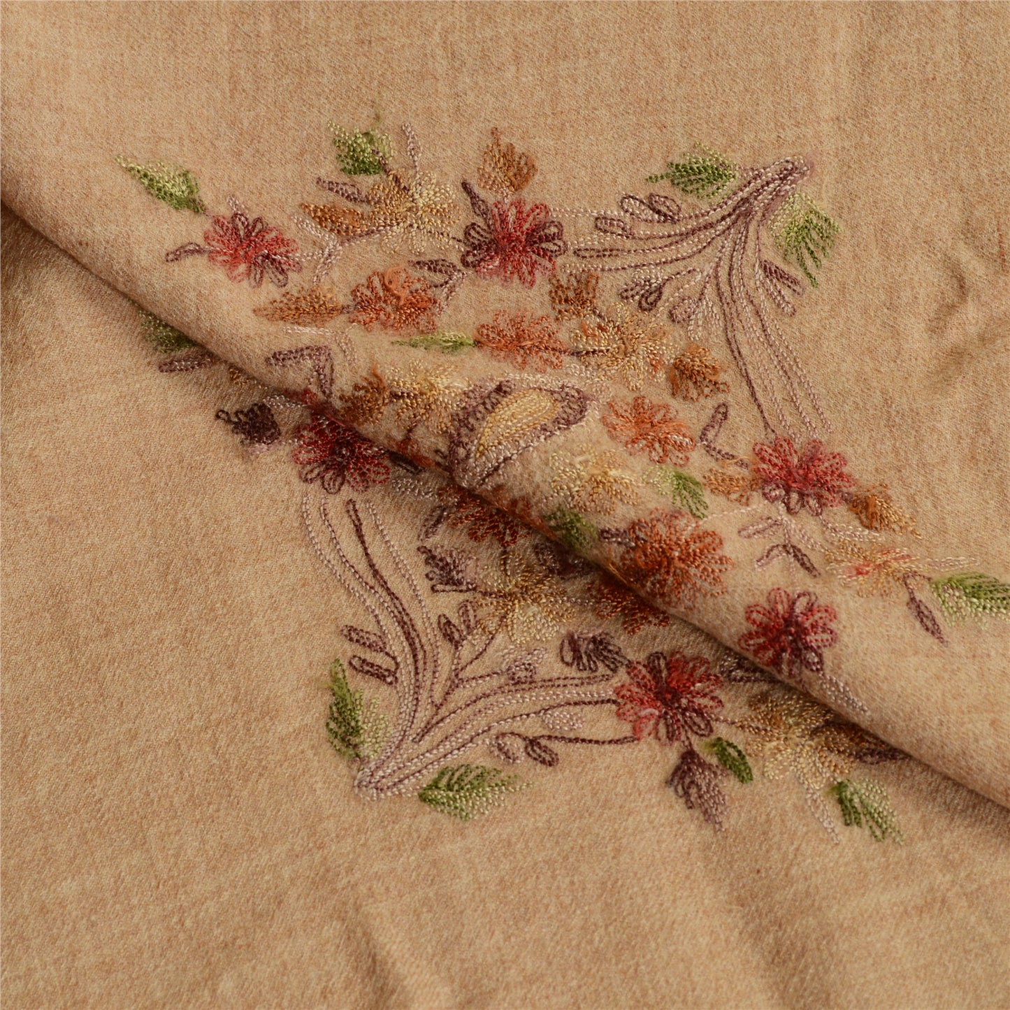 Sanskriti Vintage Long Shawl Handmade Ari Work Pure Woollen Scarf Throw Stole