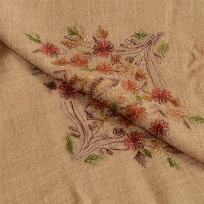 Sanskriti Vintage Long Shawl Handmade Ari Work Pure Woollen Scarf Throw Stole