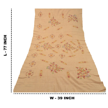 Sanskriti Vintage Long Shawl Handmade Ari Work Pure Woollen Scarf Throw Stole