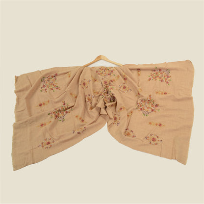 Sanskriti Vintage Long Shawl Handmade Ari Work Pure Woollen Scarf Throw Stole