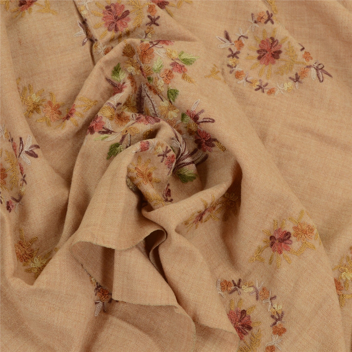 Sanskriti Vintage Long Shawl Handmade Ari Work Pure Woollen Scarf Throw Stole