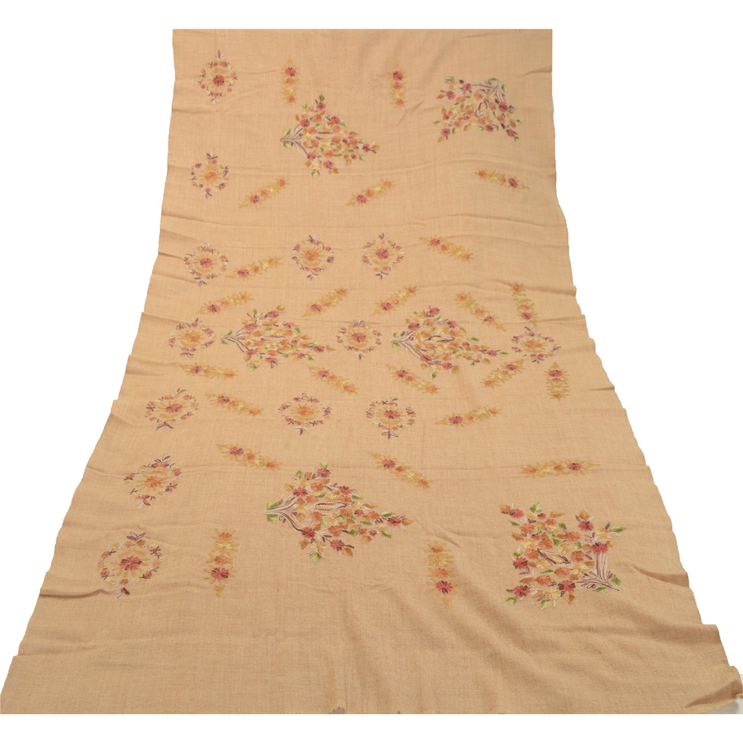 Sanskriti Vintage Long Shawl Handmade Ari Work Pure Woollen Scarf Throw Stole
