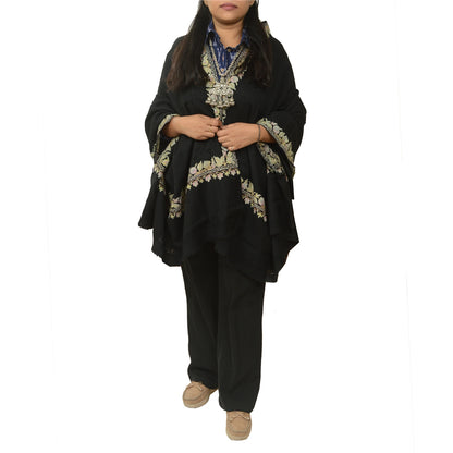 Sanskriti Vintage Long Shawl Handmade Ari Work Pure Woollen Scarf Throw Stole