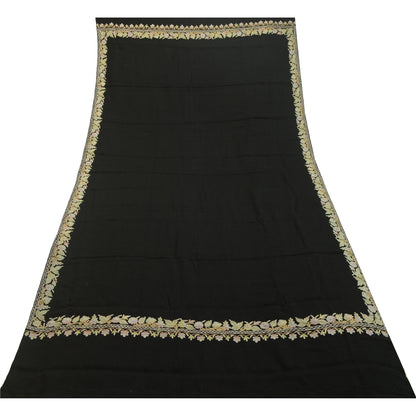 Sanskriti Vintage Long Shawl Handmade Ari Work Pure Woollen Scarf Throw Stole