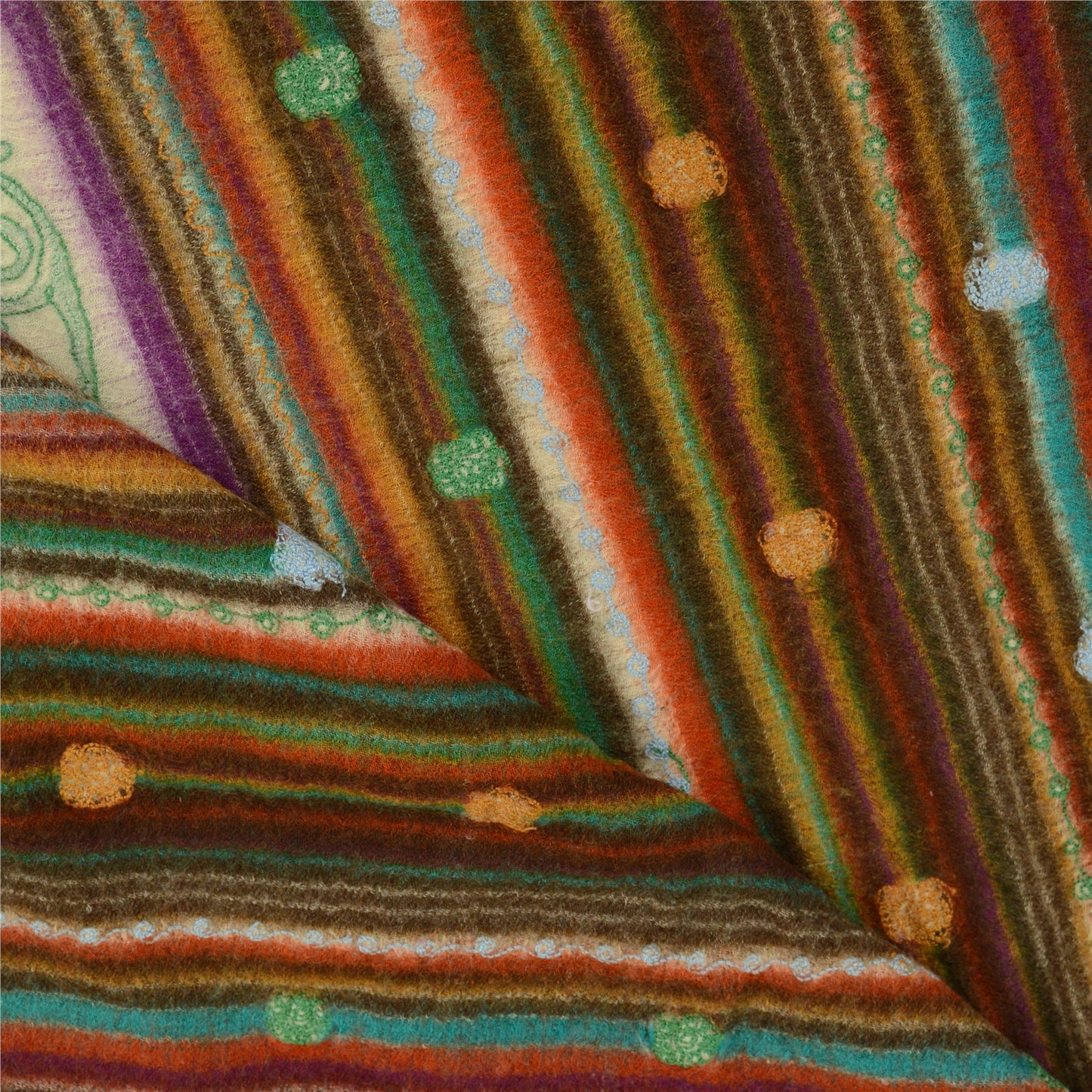Sanskriti Vintage Long Shawl Handmade Ari Work Pure Woollen Scarf Throw Stole