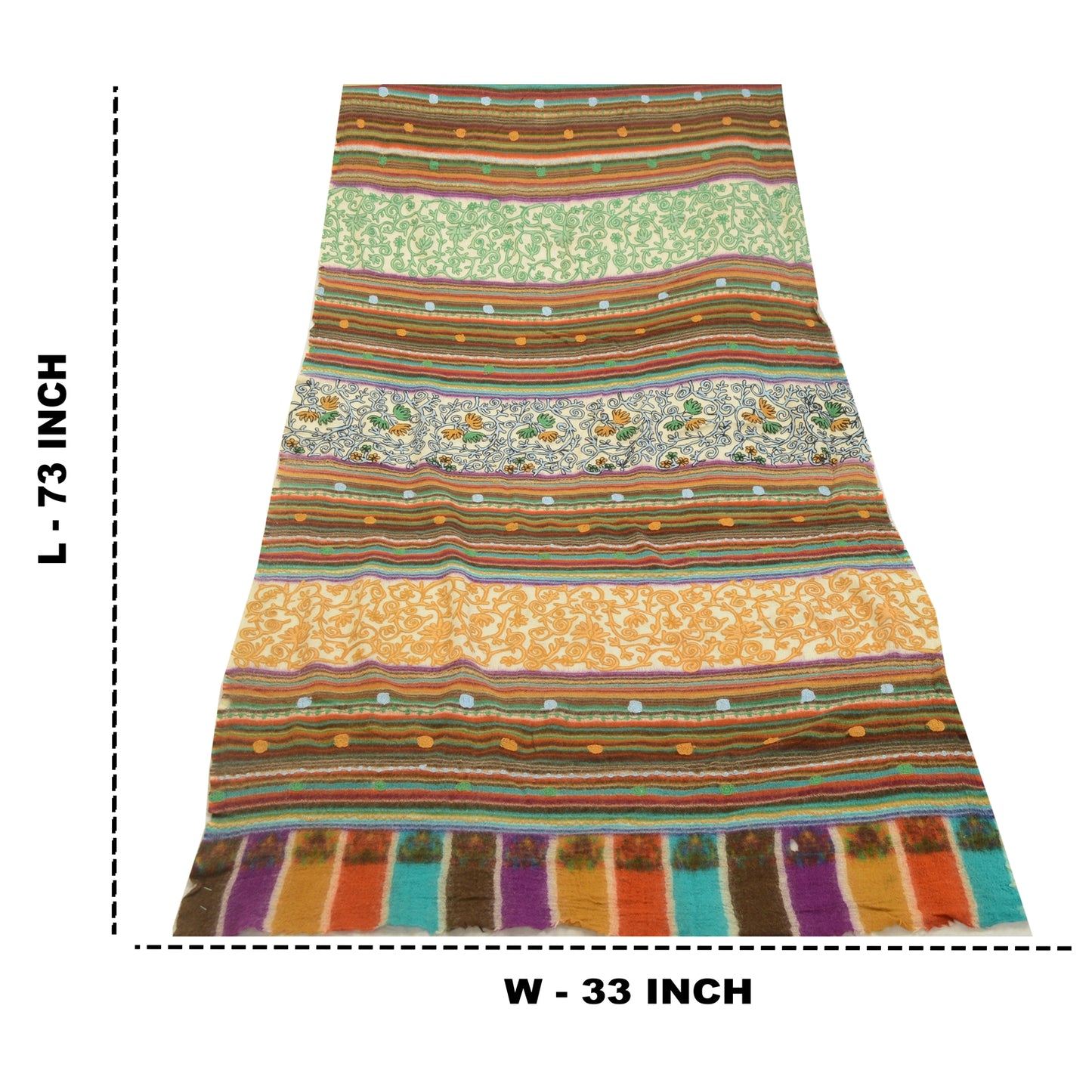 Sanskriti Vintage Long Shawl Handmade Ari Work Pure Woollen Scarf Throw Stole