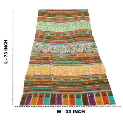 Sanskriti Vintage Long Shawl Handmade Ari Work Pure Woollen Scarf Throw Stole
