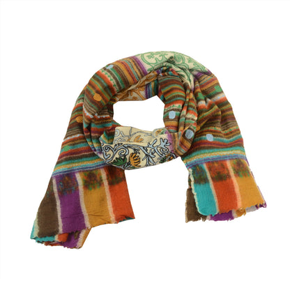 Sanskriti Vintage Long Shawl Handmade Ari Work Pure Woollen Scarf Throw Stole