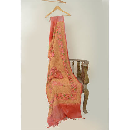 Sanskriti Vintage Long Shawl Handmade Ari Work Pure Woollen Scarf Throw Stole