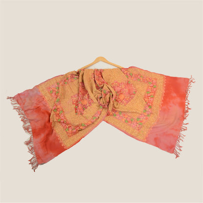 Sanskriti Vintage Long Shawl Handmade Ari Work Pure Woollen Scarf Throw Stole