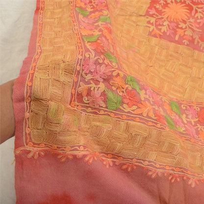 Sanskriti Vintage Long Shawl Handmade Ari Work Pure Woollen Scarf Throw Stole