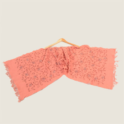 Sanskriti Vintage Long Shawl Handmade Ari Work Pure Woollen Scarf Throw Stole