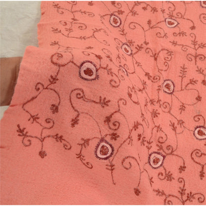 Sanskriti Vintage Long Shawl Handmade Ari Work Pure Woollen Scarf Throw Stole