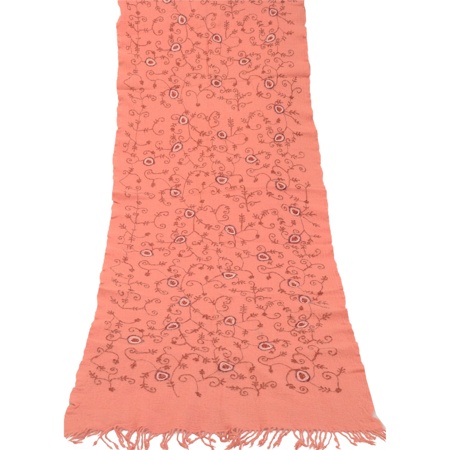 Sanskriti Vintage Long Shawl Handmade Ari Work Pure Woollen Scarf Throw Stole
