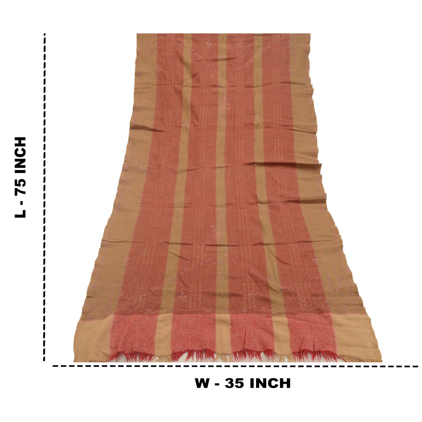 Sanskriti Vintage Pure Woolen Shawl Hand Embroidered Suzani Long Throw Stole