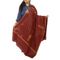 Sanskriti Vintage Pure Woollen Dark Red Shawl Handmade Suzani Long Throw Stole
