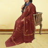Sanskriti Vintage Pure Woollen Dark Red Shawl Handmade Suzani Long Throw Stole