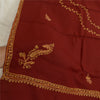 Sanskriti Vintage Pure Woollen Dark Red Shawl Handmade Suzani Long Throw Stole