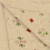 Sanskriti Vintage Pure Woollen Ivory Shawl Handmade Kantha Long Throw Stole