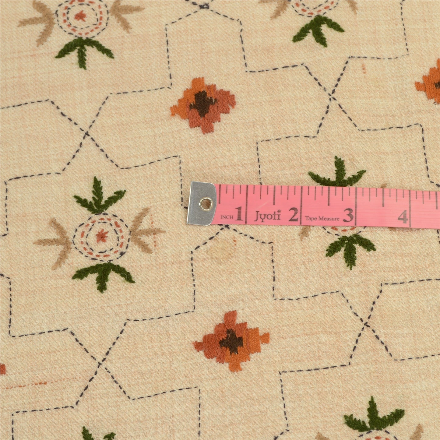 Sanskriti Vintage Pure Woollen Ivory Shawl Handmade Kantha Long Throw Stole