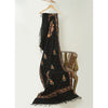 Sanskriti Vintage Black Long Shawl Handmade Ari Work Pure Woollen Scarf Stole