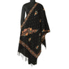 Sanskriti Vintage Black Long Shawl Handmade Ari Work Pure Woollen Scarf Stole