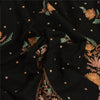 Sanskriti Vintage Black Long Shawl Handmade Ari Work Pure Woollen Scarf Stole