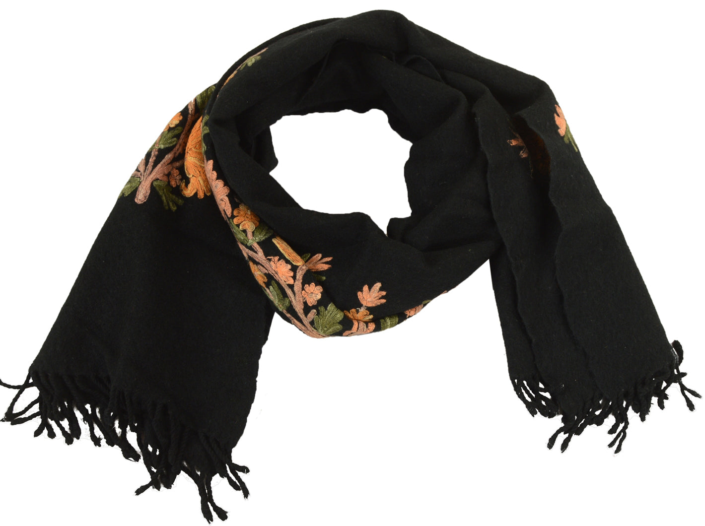 Sanskriti Vintage Black Long Shawl Handmade Ari Work Pure Woolen Stole mikasa upholstery fabric