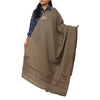 Sanskriti Vintage Brown Long Shawl Handmade Suzani Work Pure Woollen Scarf Stole