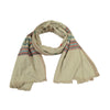 Sanskriti Vintage Long Shawl Pure Woollen Ivory Hand-Woven Scarf Throw Stole