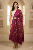 Sanskriti Vintage Purple Long Shawl Handmade Ari Work Viscose Scarf Throw Stole