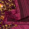 Sanskriti Vintage Purple Long Shawl Handmade Ari Work Viscose Scarf Throw Stole
