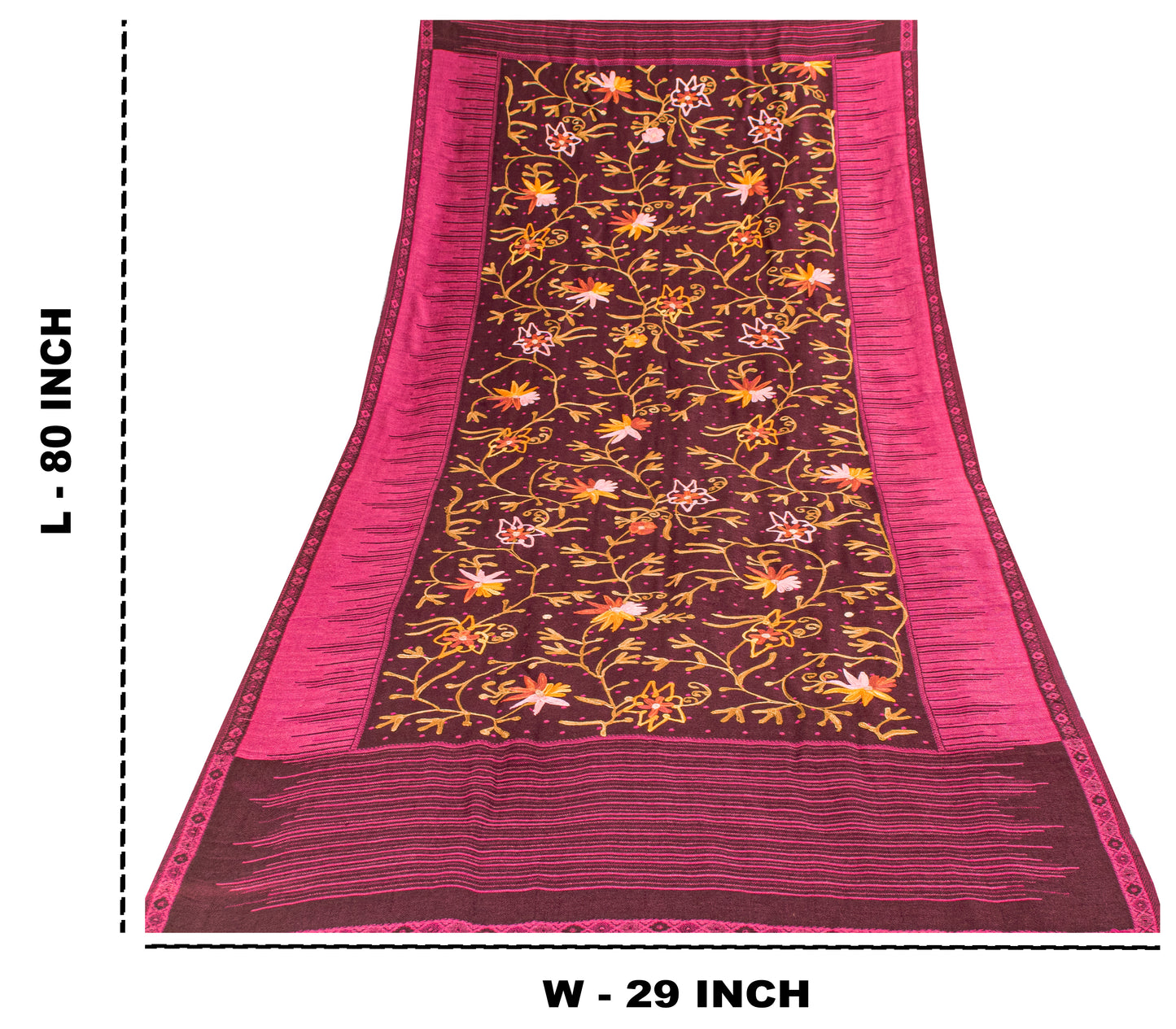 Sanskriti Vintage Purple Long Shawl Handmade Ari Work Viscose Scarf Throw Stole