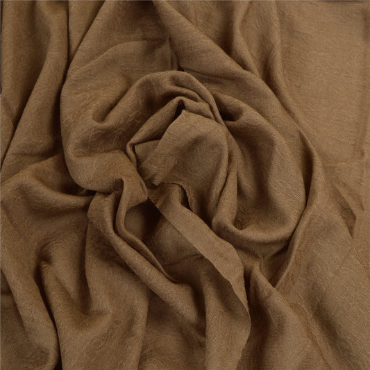 Sanskriti Vintage Long Brown Shawl Pure Woollen Woven Scarf Throw Soft Stole