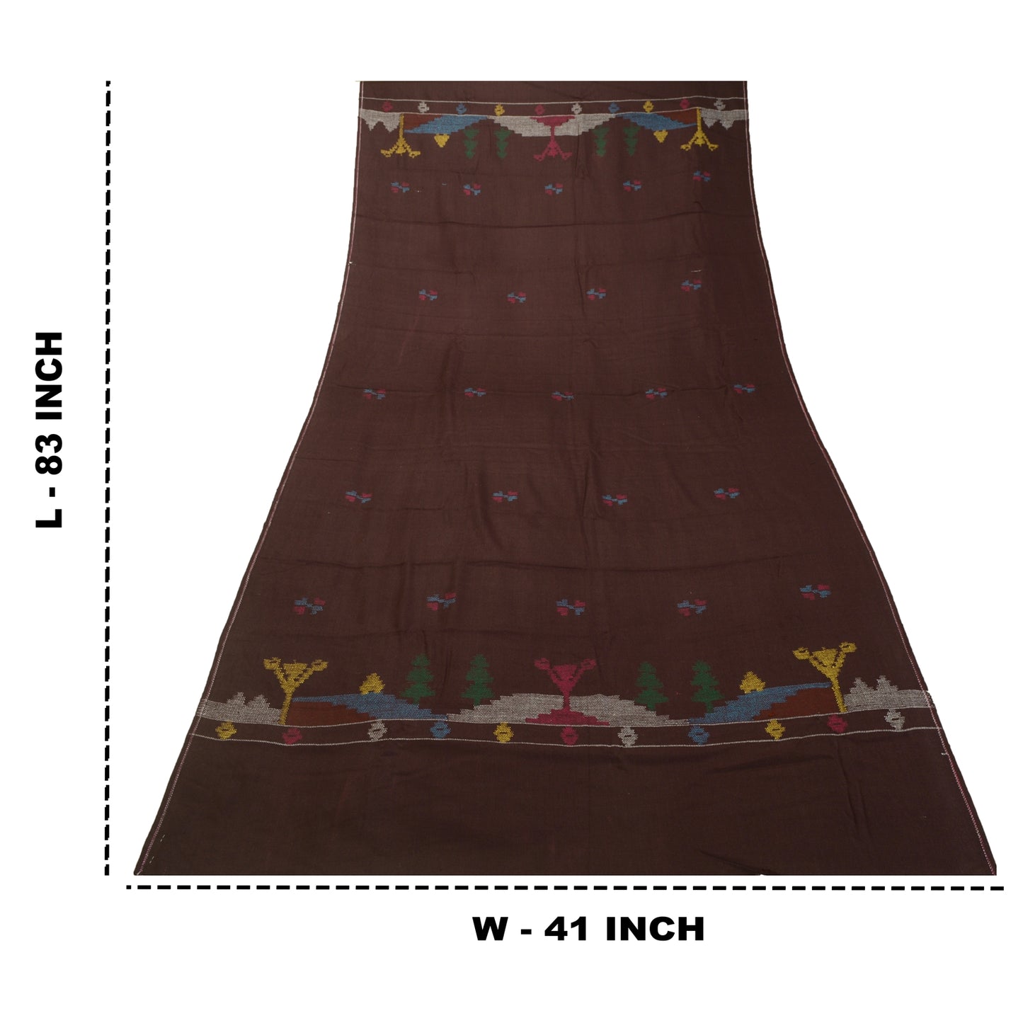Sanskriti Vintage Pure Woolen Wine Shawl Handmade Kantha Long Throw Stole