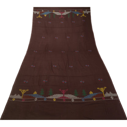 Sanskriti Vintage Pure Woolen Wine Shawl Handmade Kantha Long Throw Stole