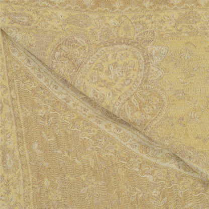 Sanskriti Vintage Long Shawl Ivory Handmade Suzani Pure Woolen Scarf Stole
