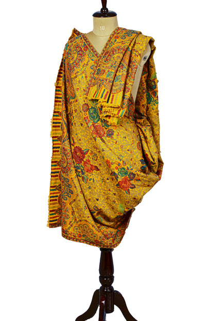 Sanskriti Vintage Saffron Long Shawl Viscose Woven Scarf Throw Soft Wrap Stole
